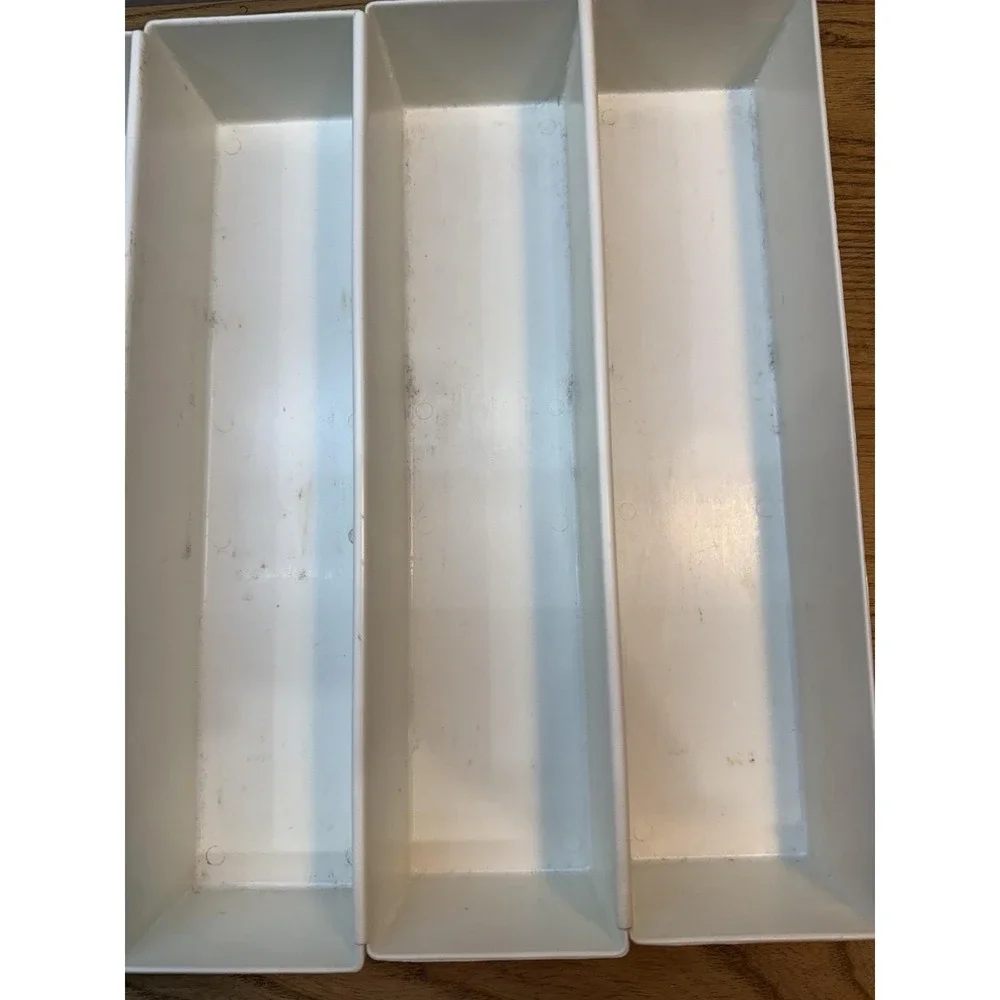 VTG Rubbermaid Drawer Organizer Set 5 White 2912 Plastic Bins Containers 12x3x2